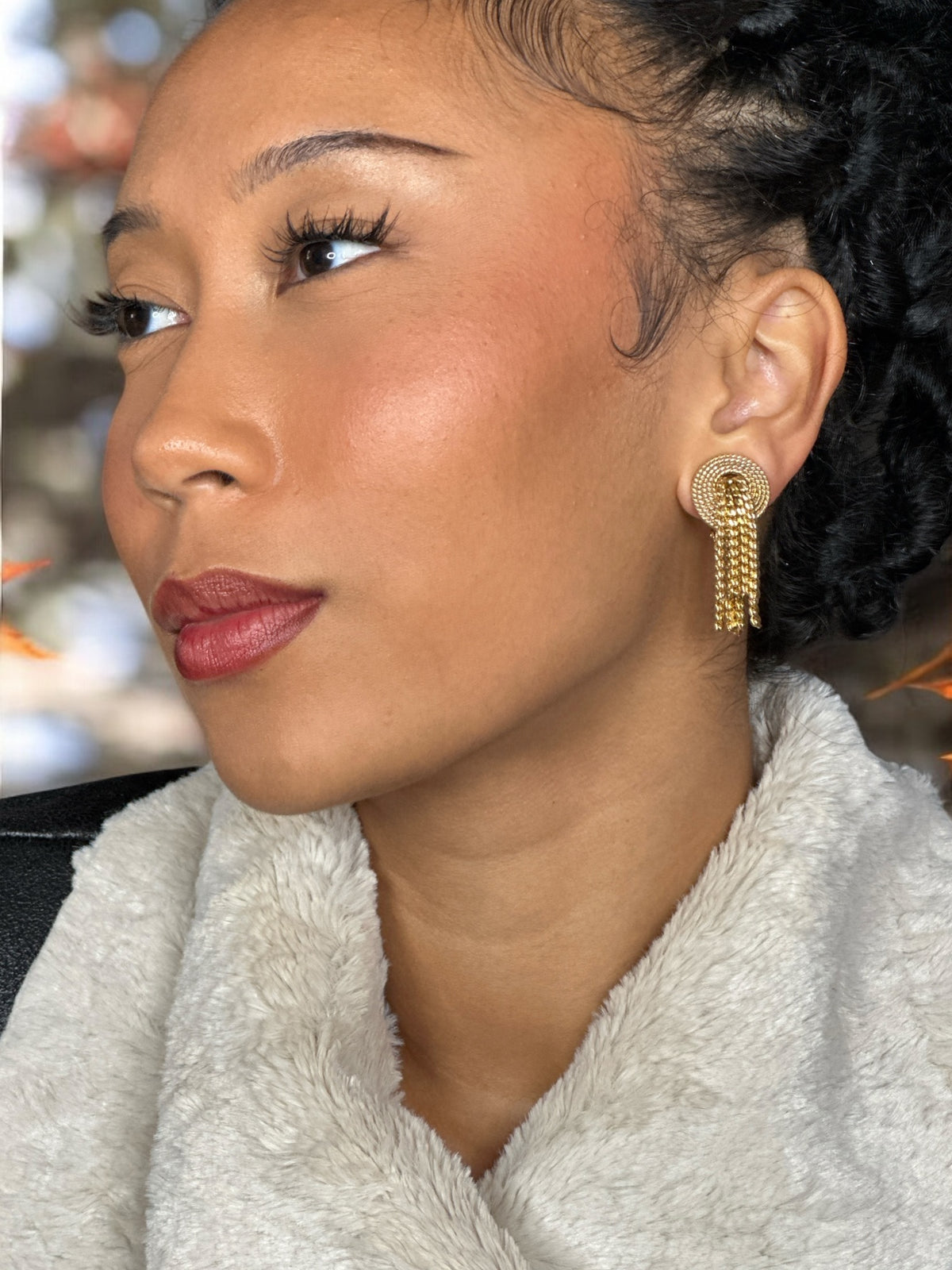 Napier Gold Double Tassel Clip Earrings