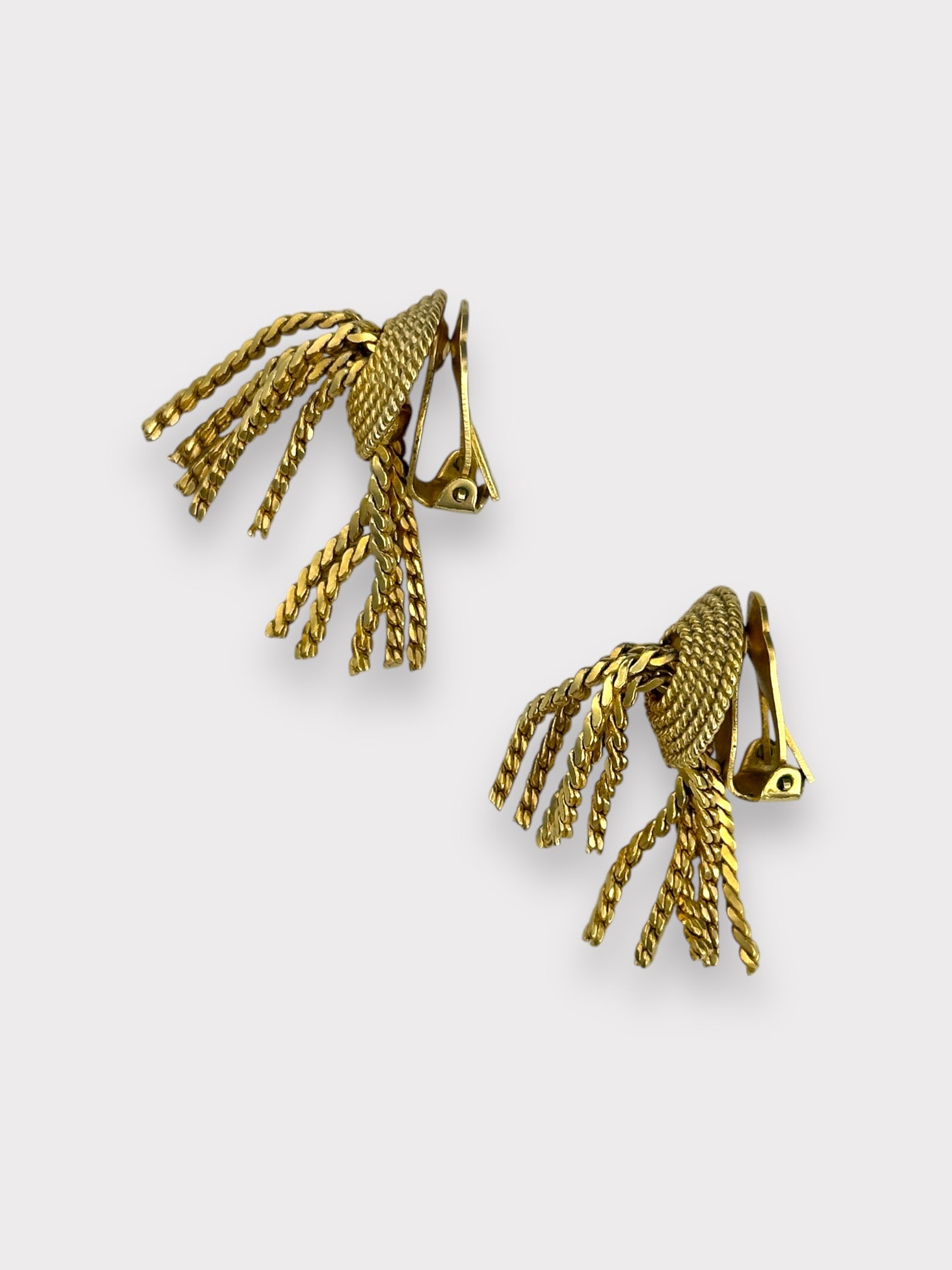 Napier Gold Double Tassel Clip Earrings