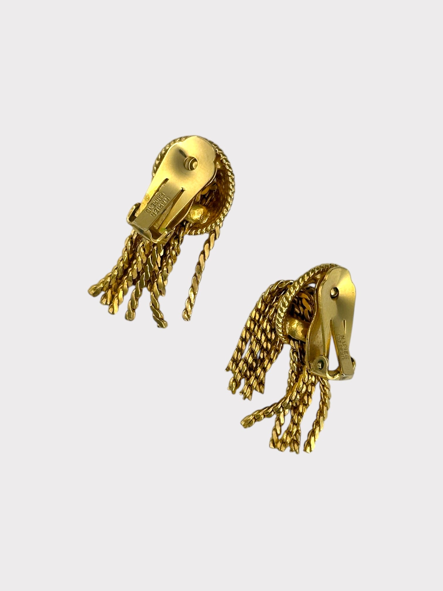 Napier Gold Double Tassel Clip Earrings