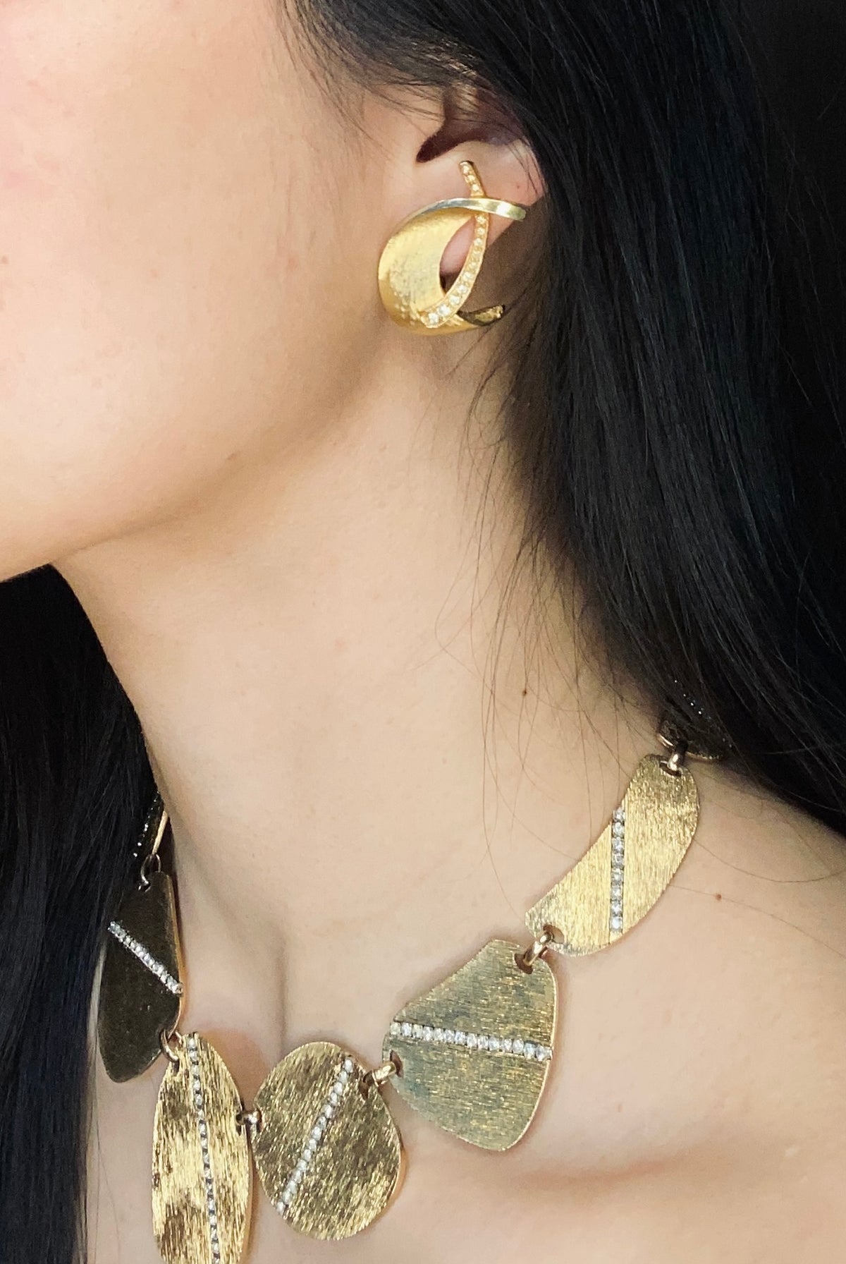Vendôme Gold Plated and Rhinestone Clip Earrings
