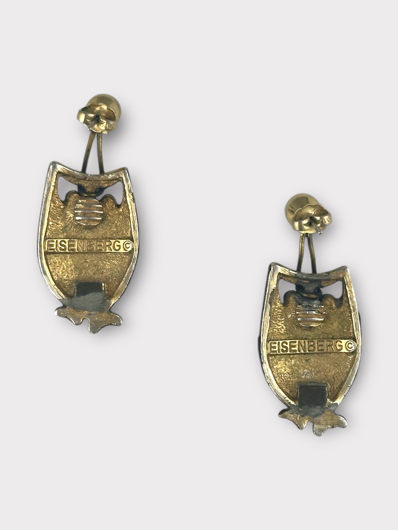 Eisenberg Owl Enamel and Rhinestone Stud Earrings
