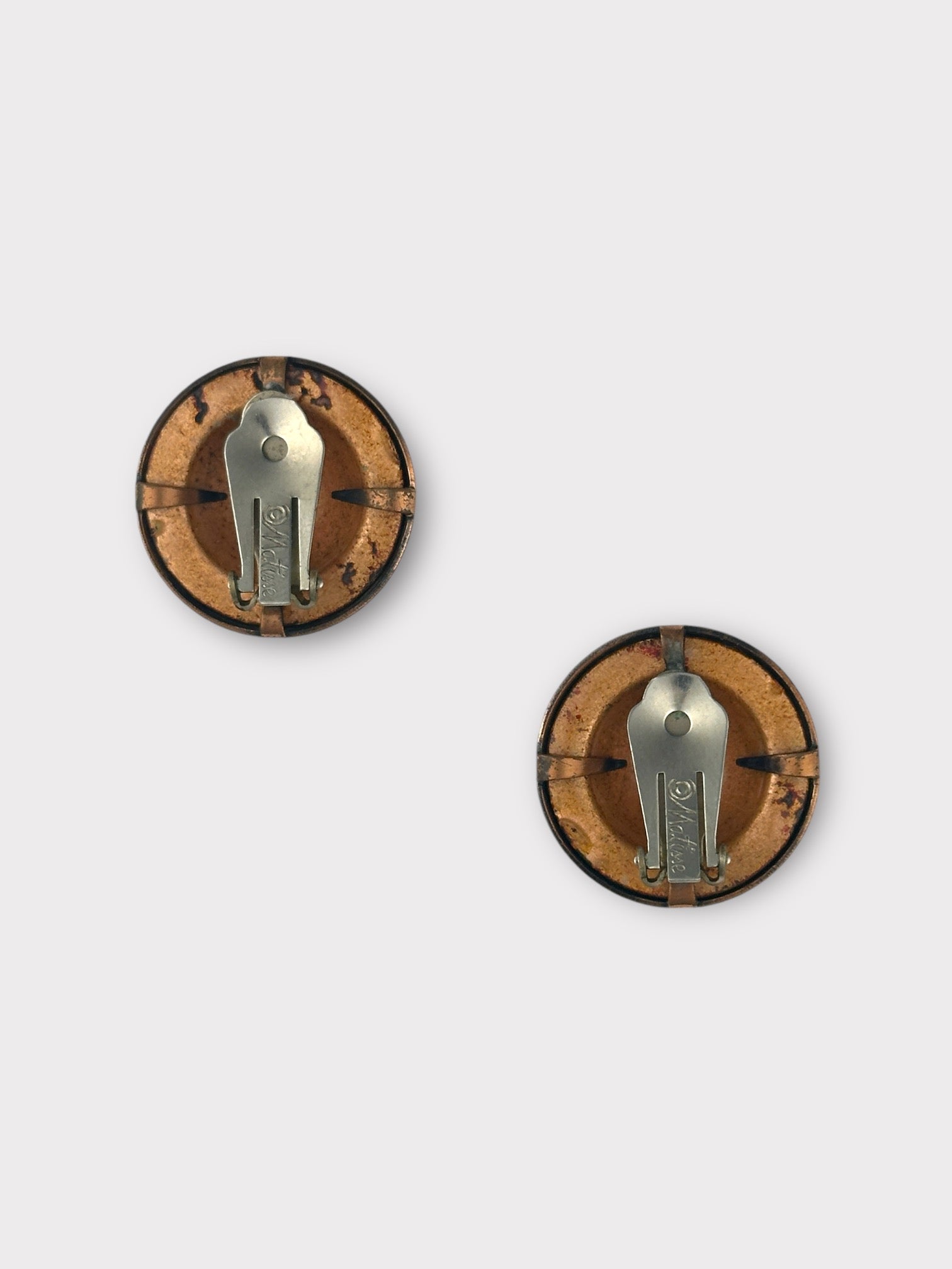 Matisse Round Copper and Red Ceramic Clip Earrings