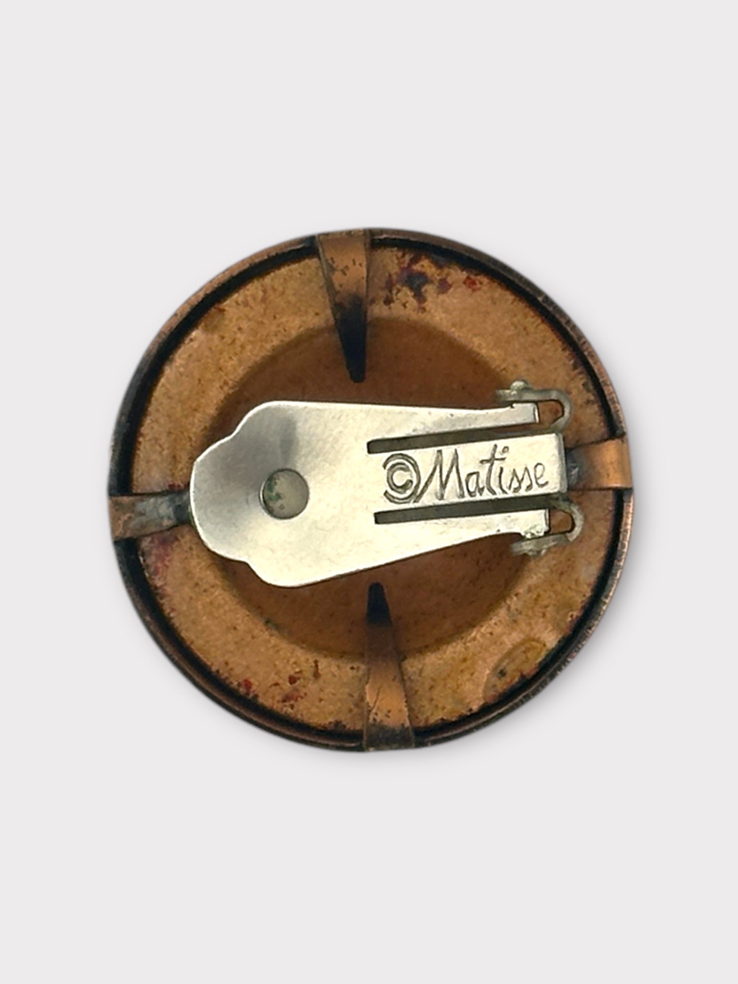 Matisse Round Copper and Red Ceramic Clip Earrings