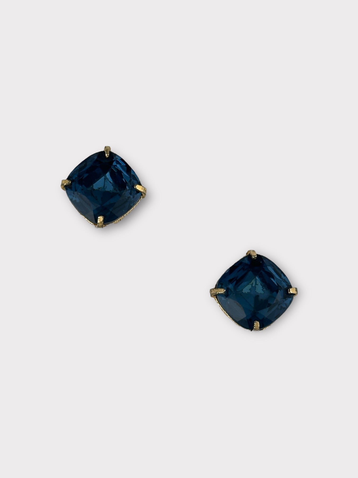 Hattie Carnegie Blue Rhinestone Clip Earrings