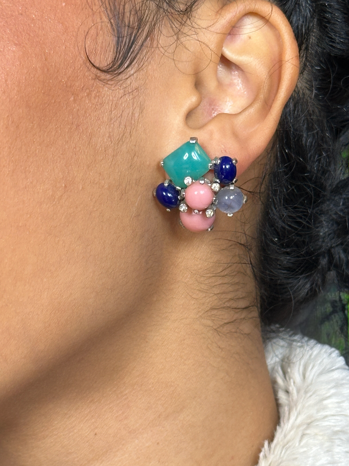 Castlecliff Multi-colored Clip Earrings
