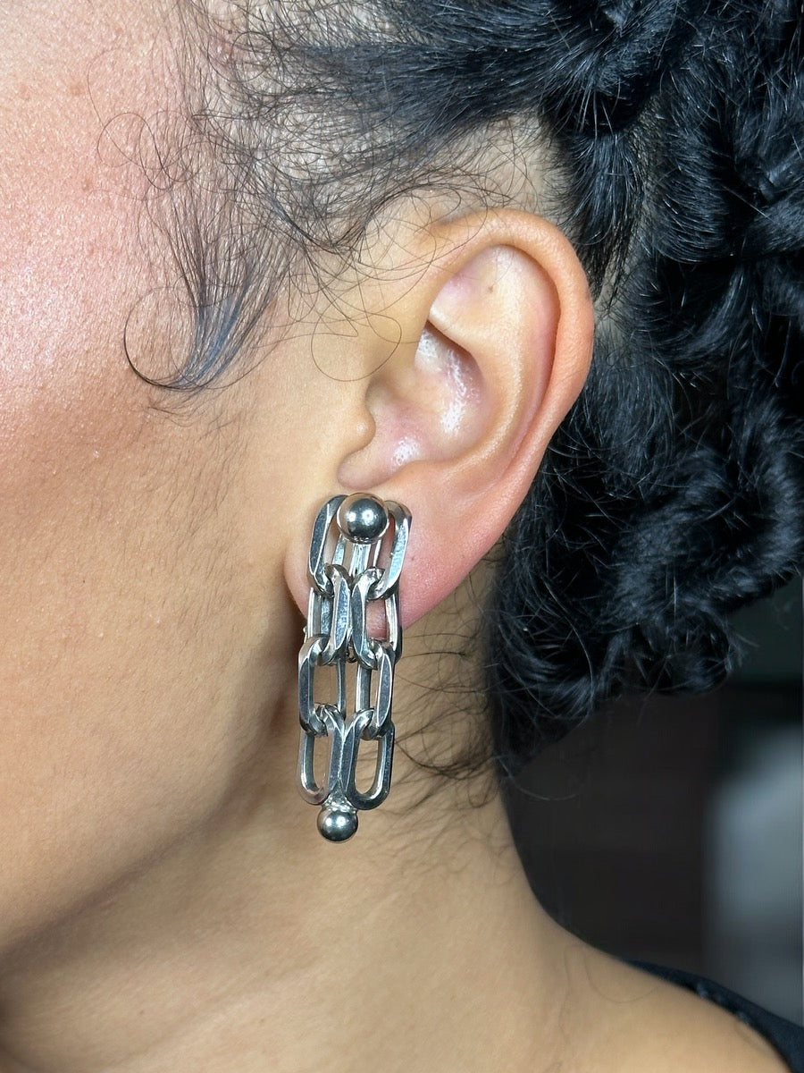Hobé Silver Plated Chain Clip Earrings