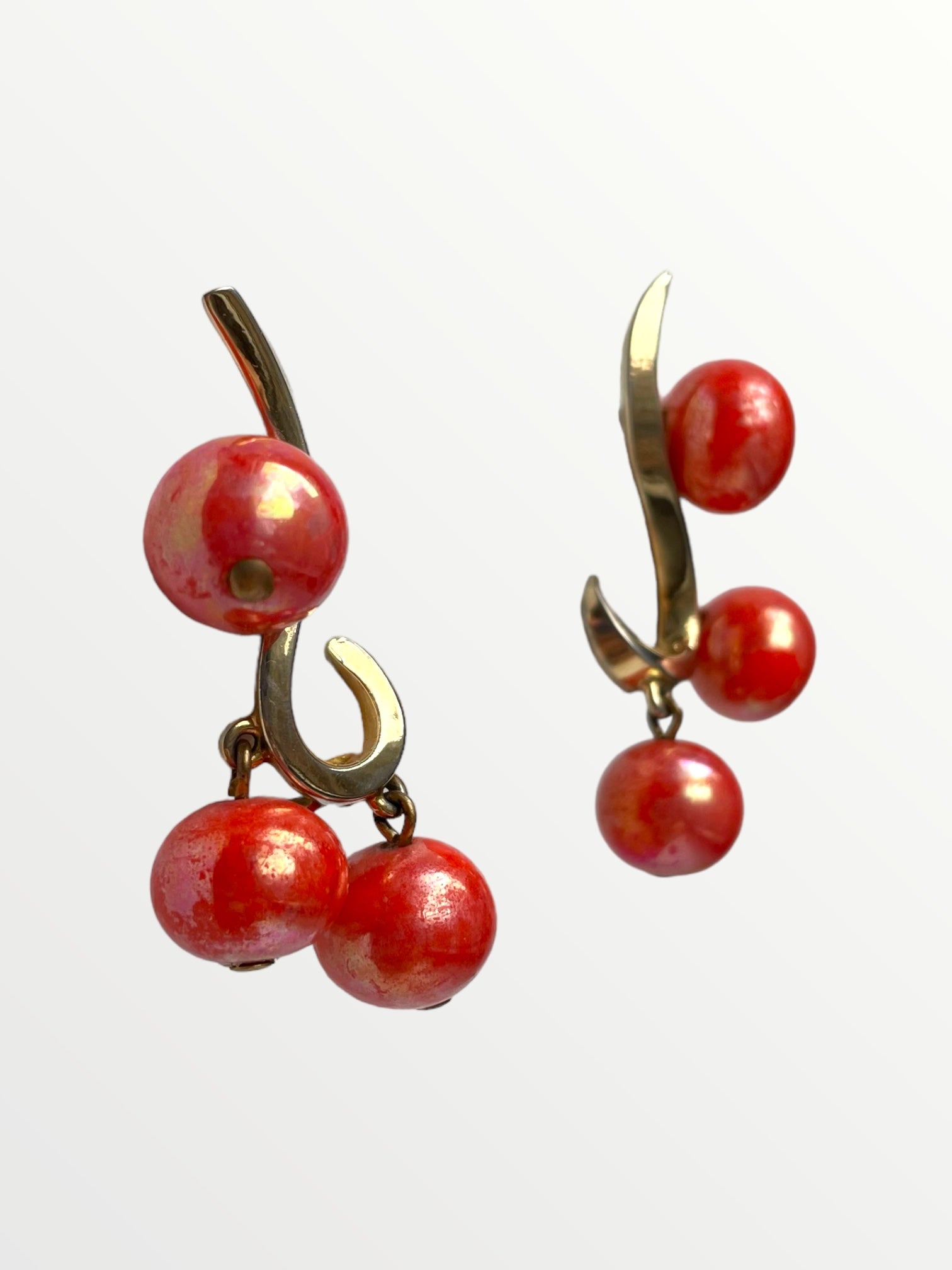 Schiaparelli Gold Plated Beaded Clip Earrings