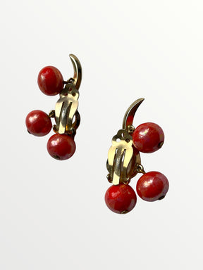 Schiaparelli Gold Plated Beaded Clip Earrings