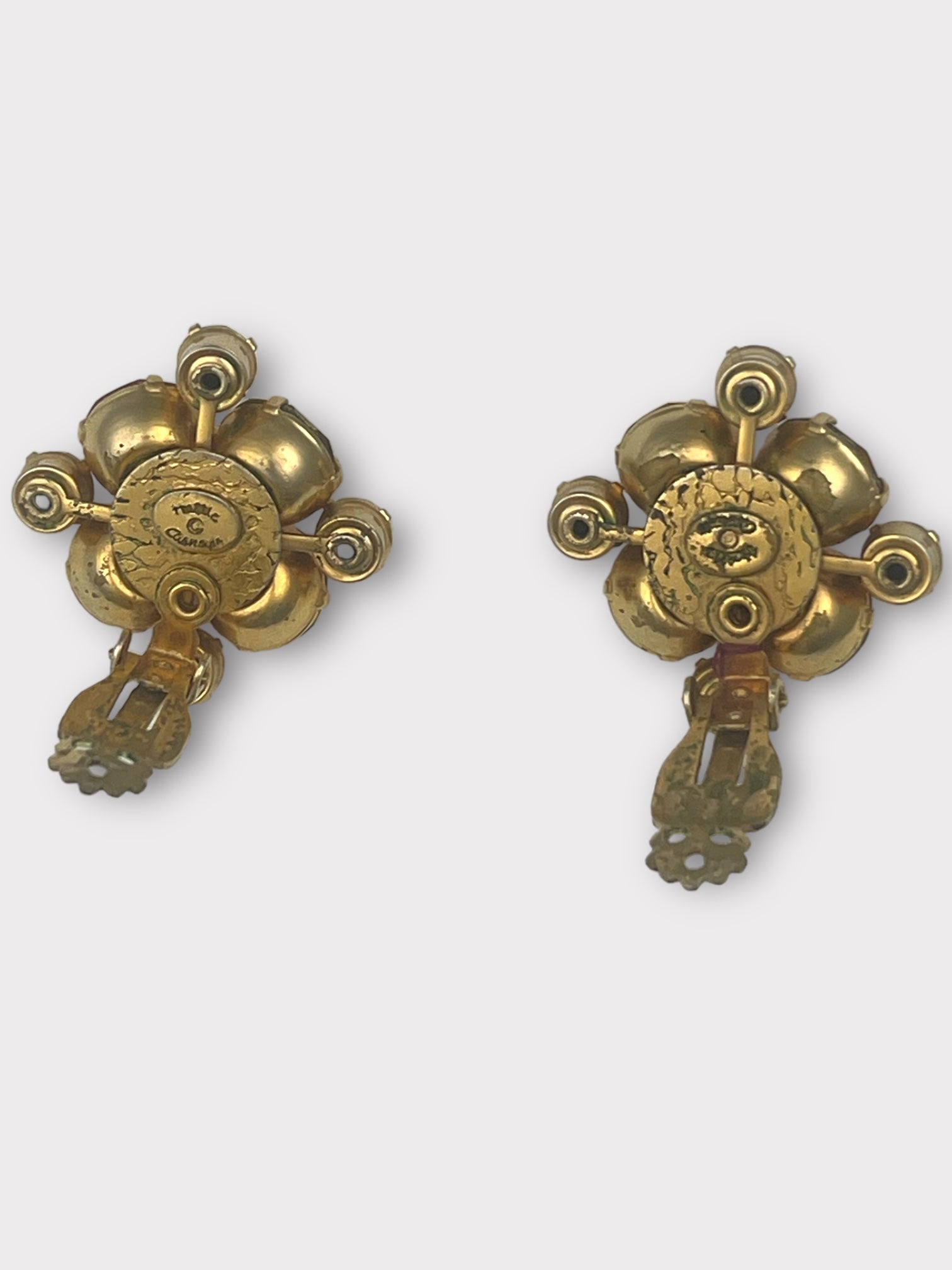 Hattie Carnegie Orange Rhinestone Earrings