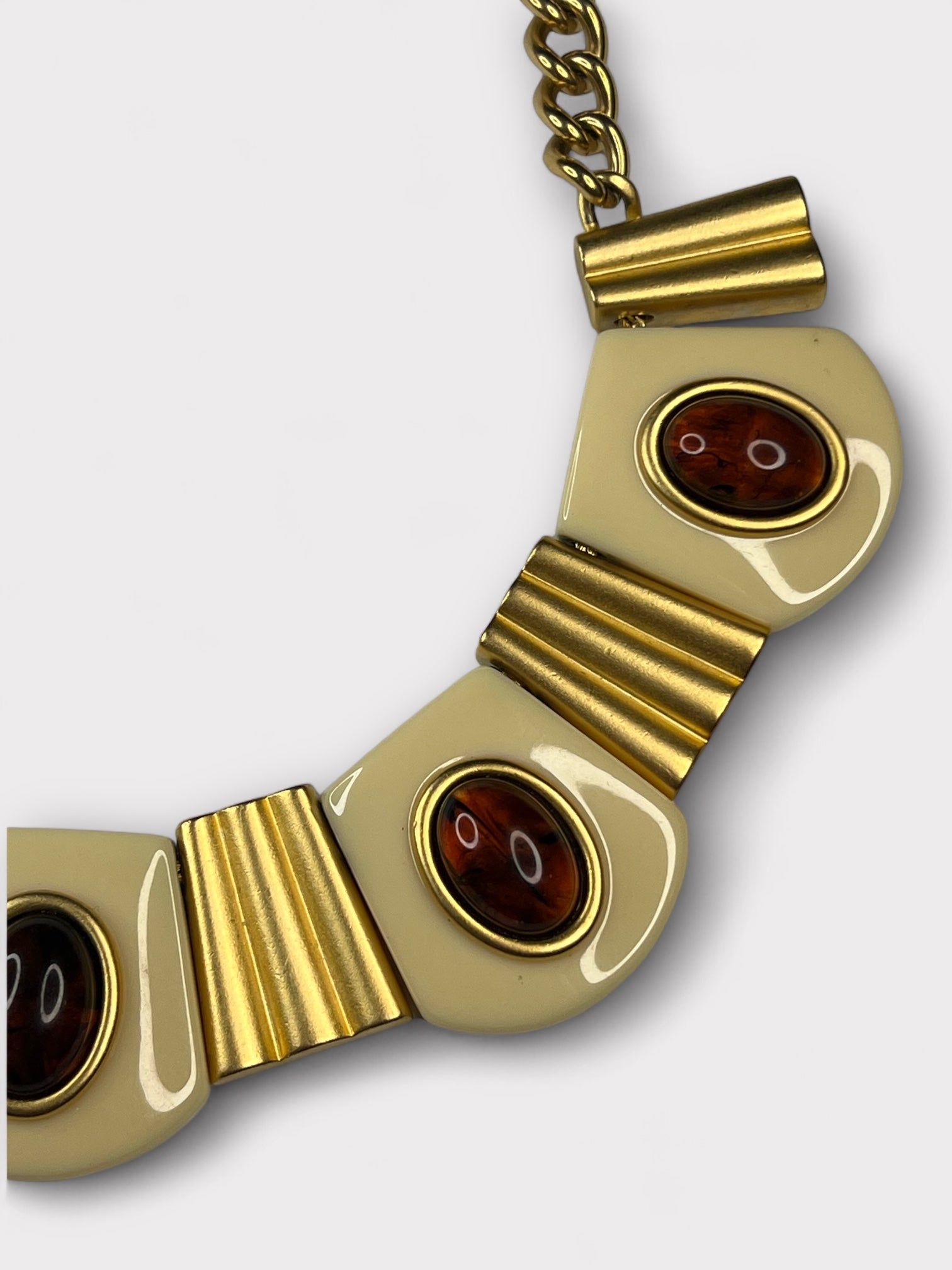 Yves Saint Laurent Cream Gold and Red Necklace