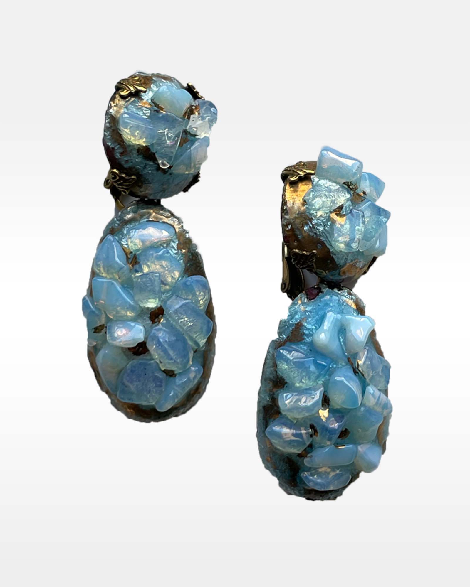 Andrée Bazot Blue Glass Earrings