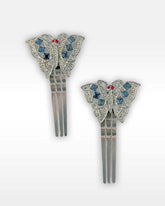 Pair of Butterfly Rhinestone Hair Combs