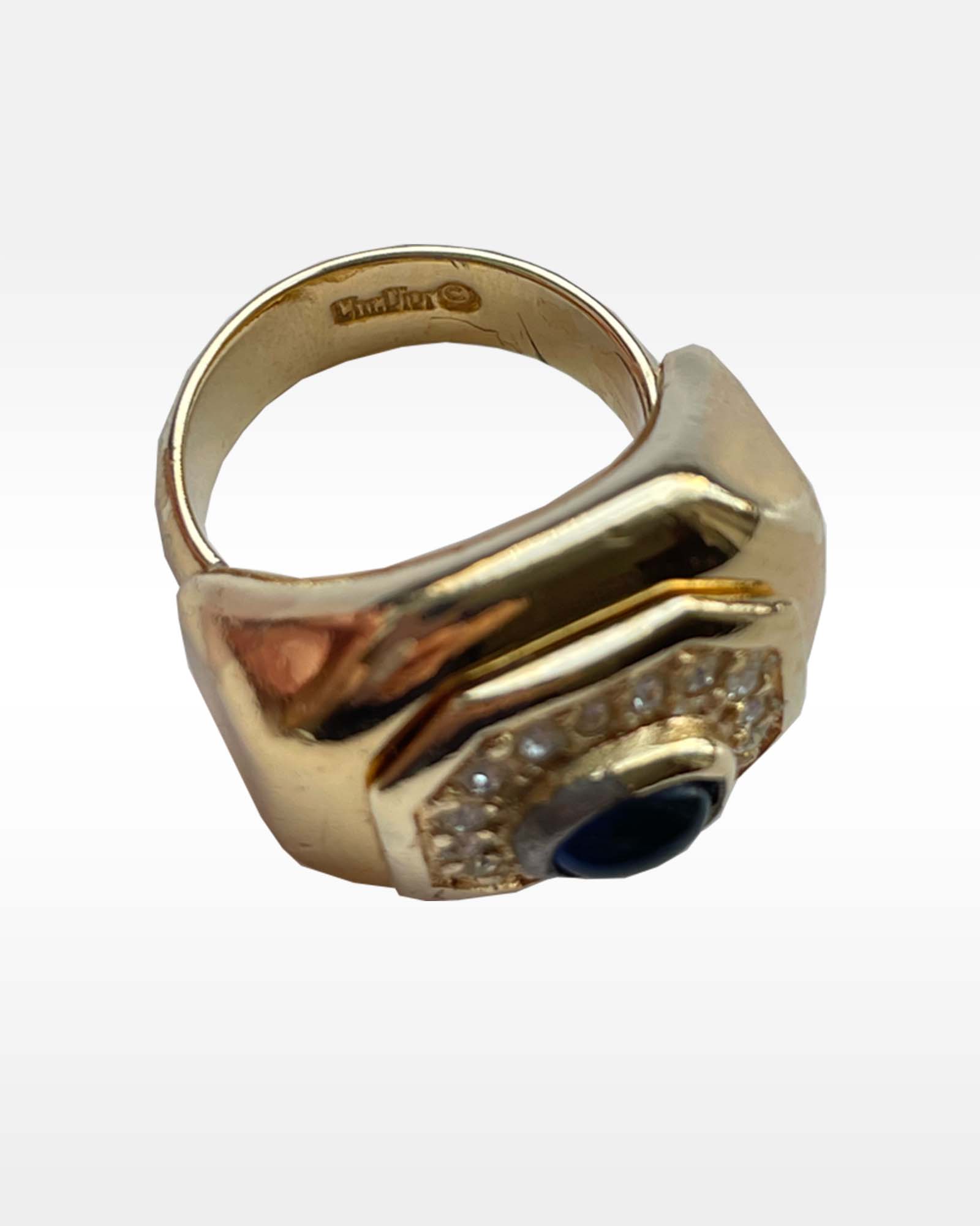 Christian Dior Gold Plated, Rhinestone and Colored Glass Ring