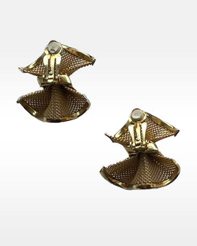 Givenchy Gold Mesh Bow Shaped Clip Earrings