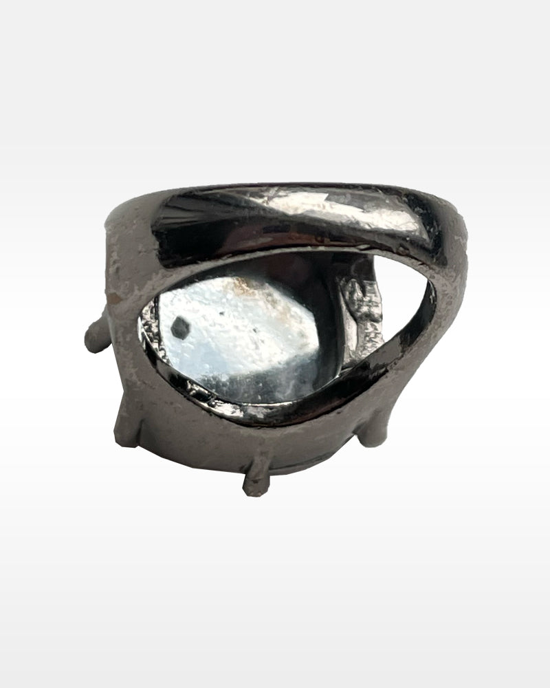 Green Glass and Gunmetal Ring