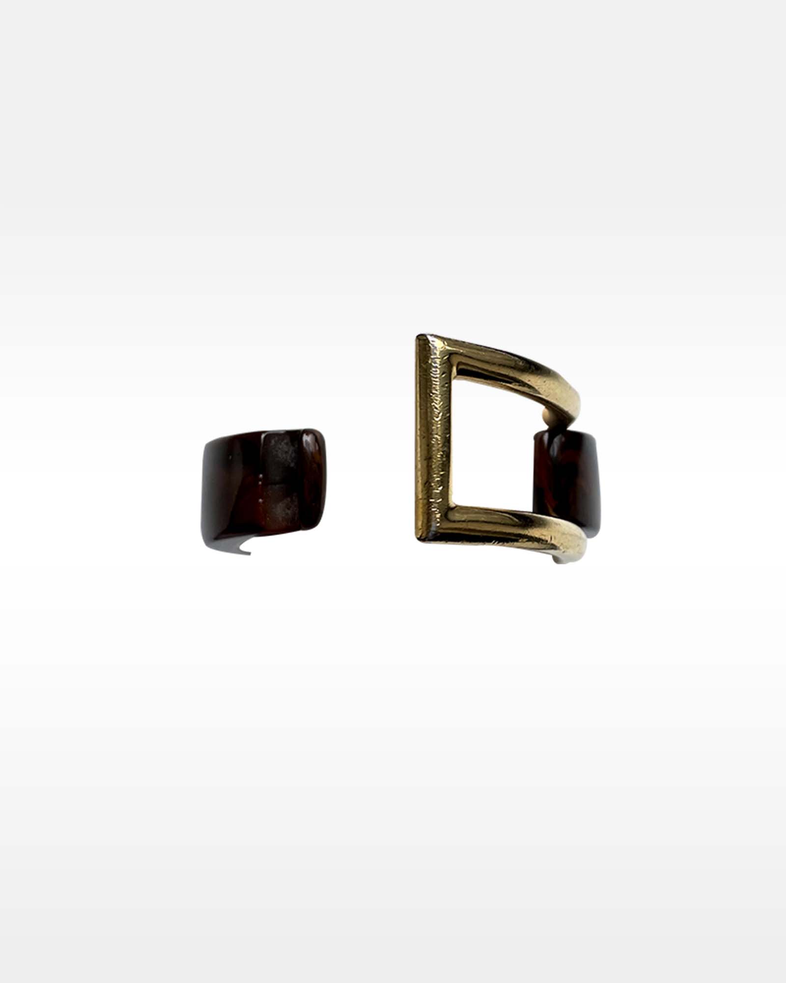 Trifari Brown and Gold Buckle Cuff Bracelet