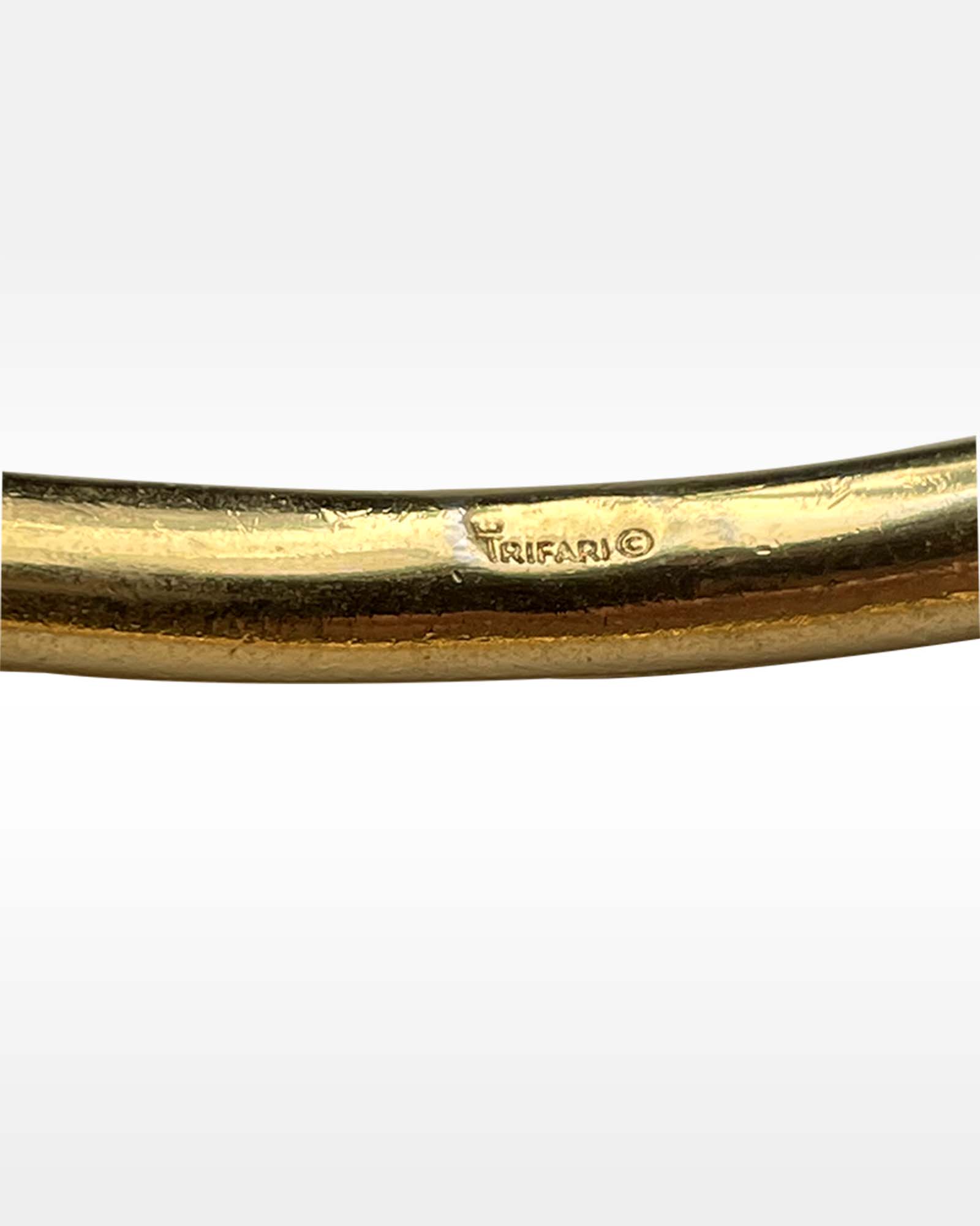 Trifari Brown and Gold Buckle Cuff Bracelet
