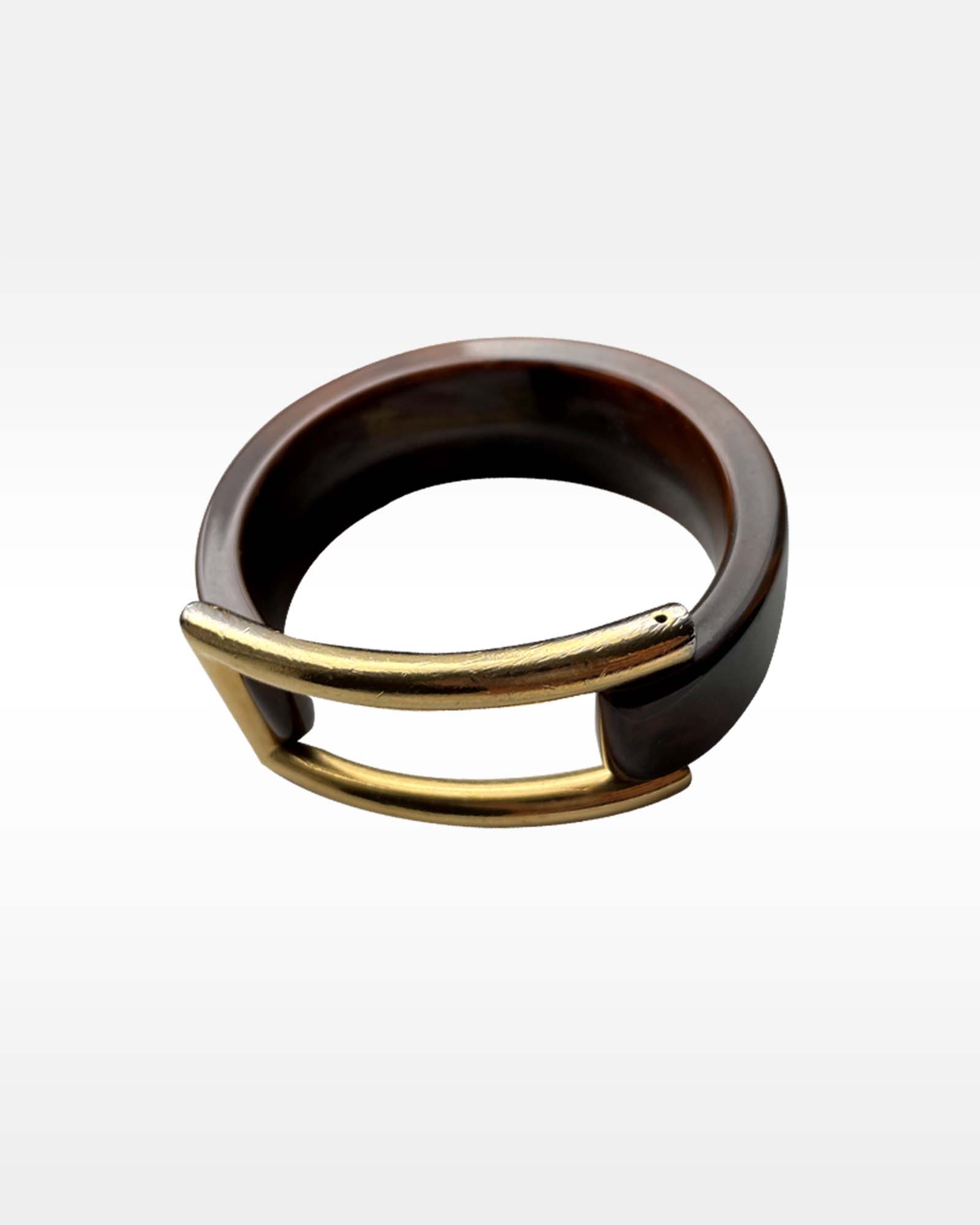 Trifari Brown and Gold Buckle Cuff Bracelet