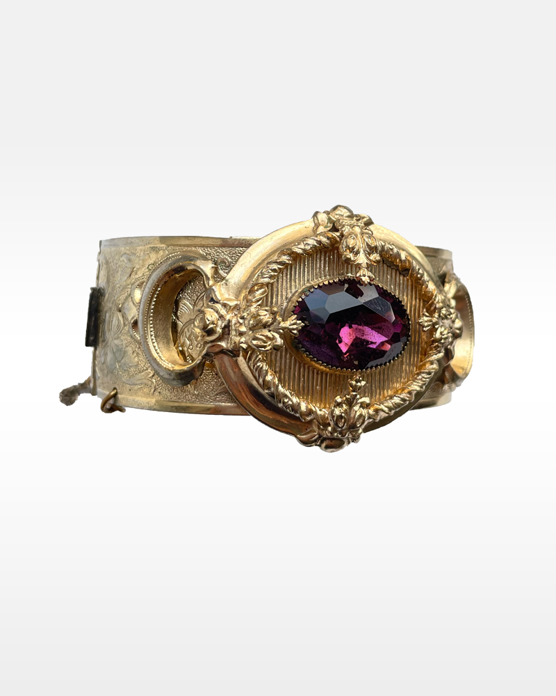 Purple Rhinestone & Metal Cuff