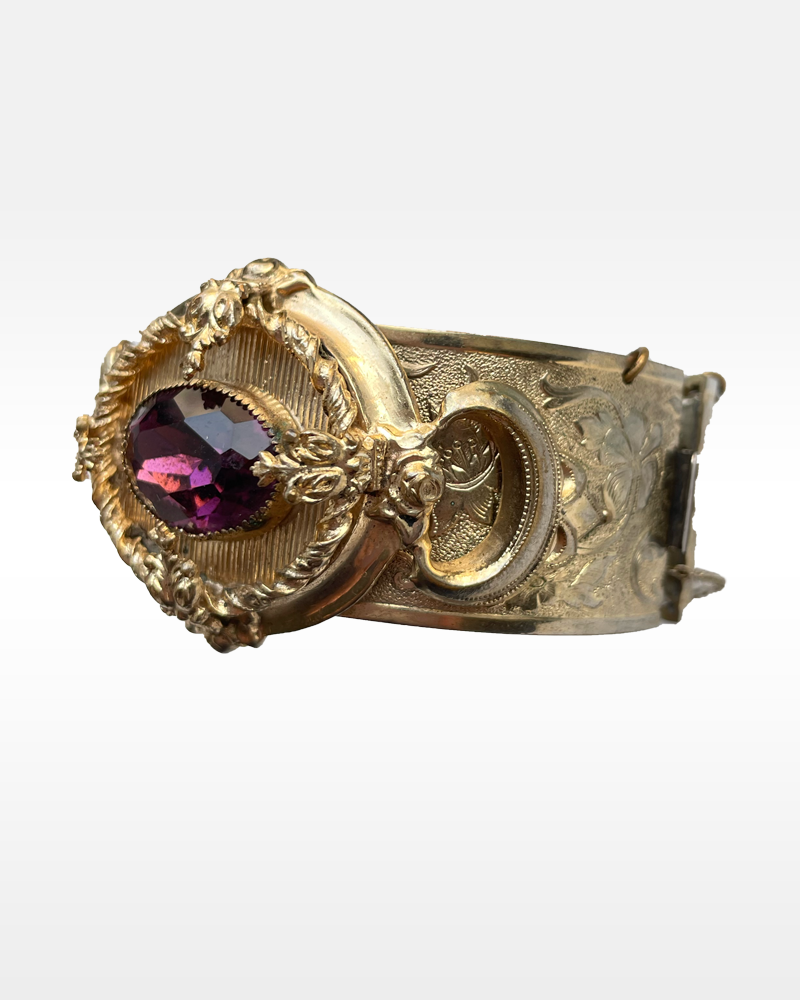 Purple Rhinestone & Metal Cuff