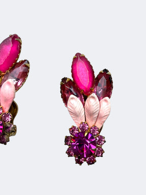Juliana Pink Rhinestone and Metal Earrings