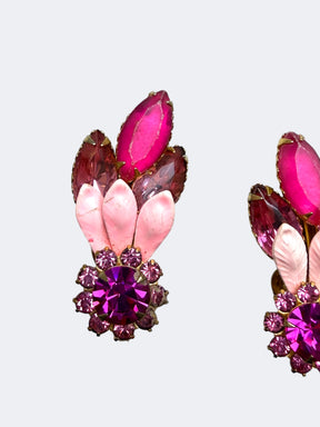 Juliana Pink Rhinestone and Metal Earrings