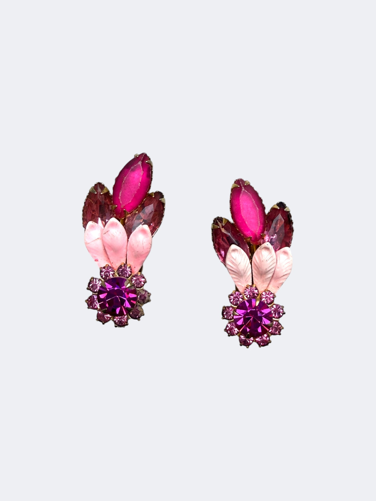 Juliana Pink Rhinestone and Metal Earrings