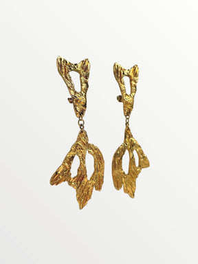 Hattie Carnegie Brutalist Gold Plated Clip Earrings