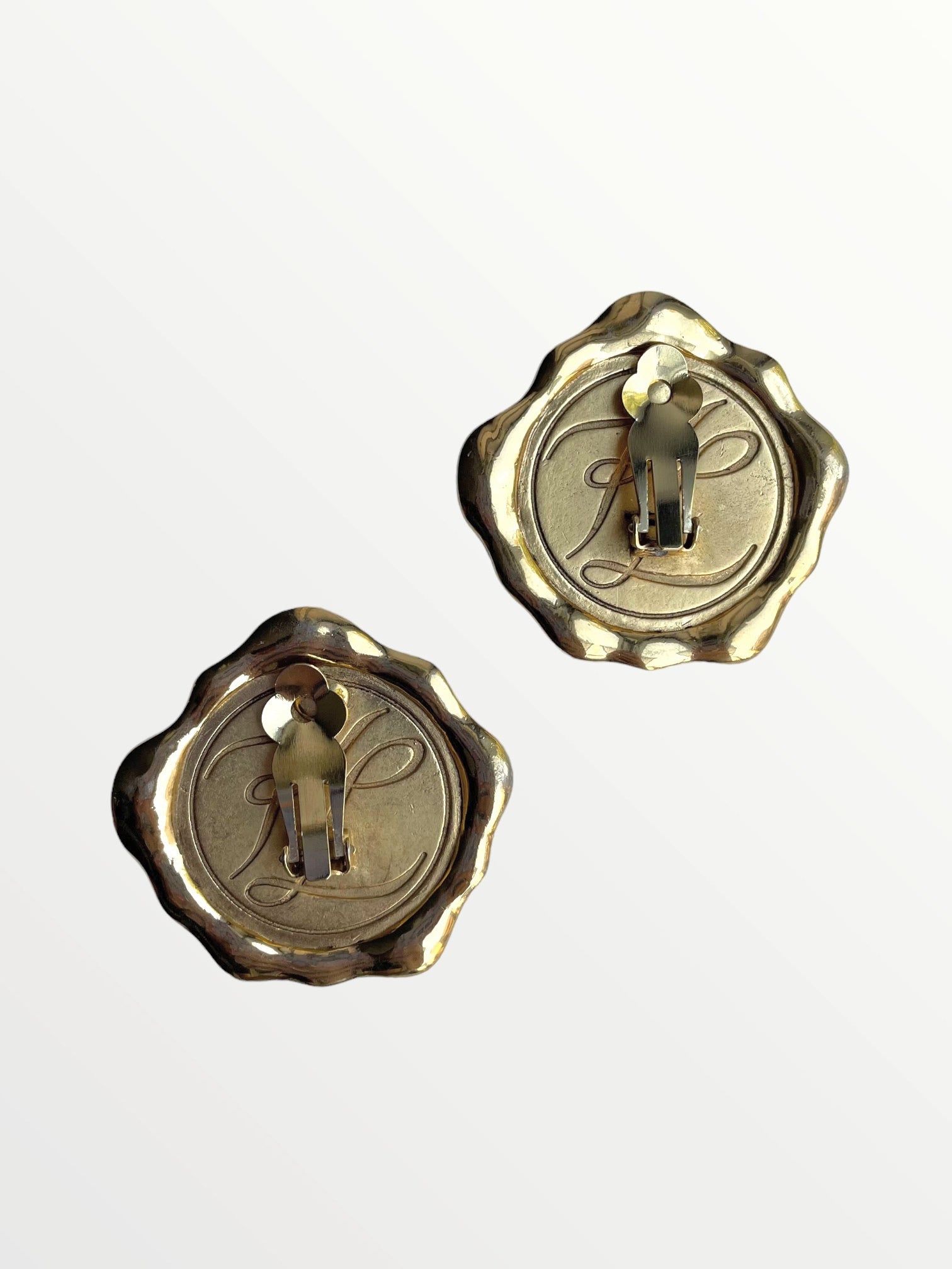 Karl Lagerfeld Gold Plated Wax Seal Clip Earrings