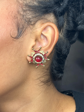 Accessocraft Red and Gold Clip Earrings