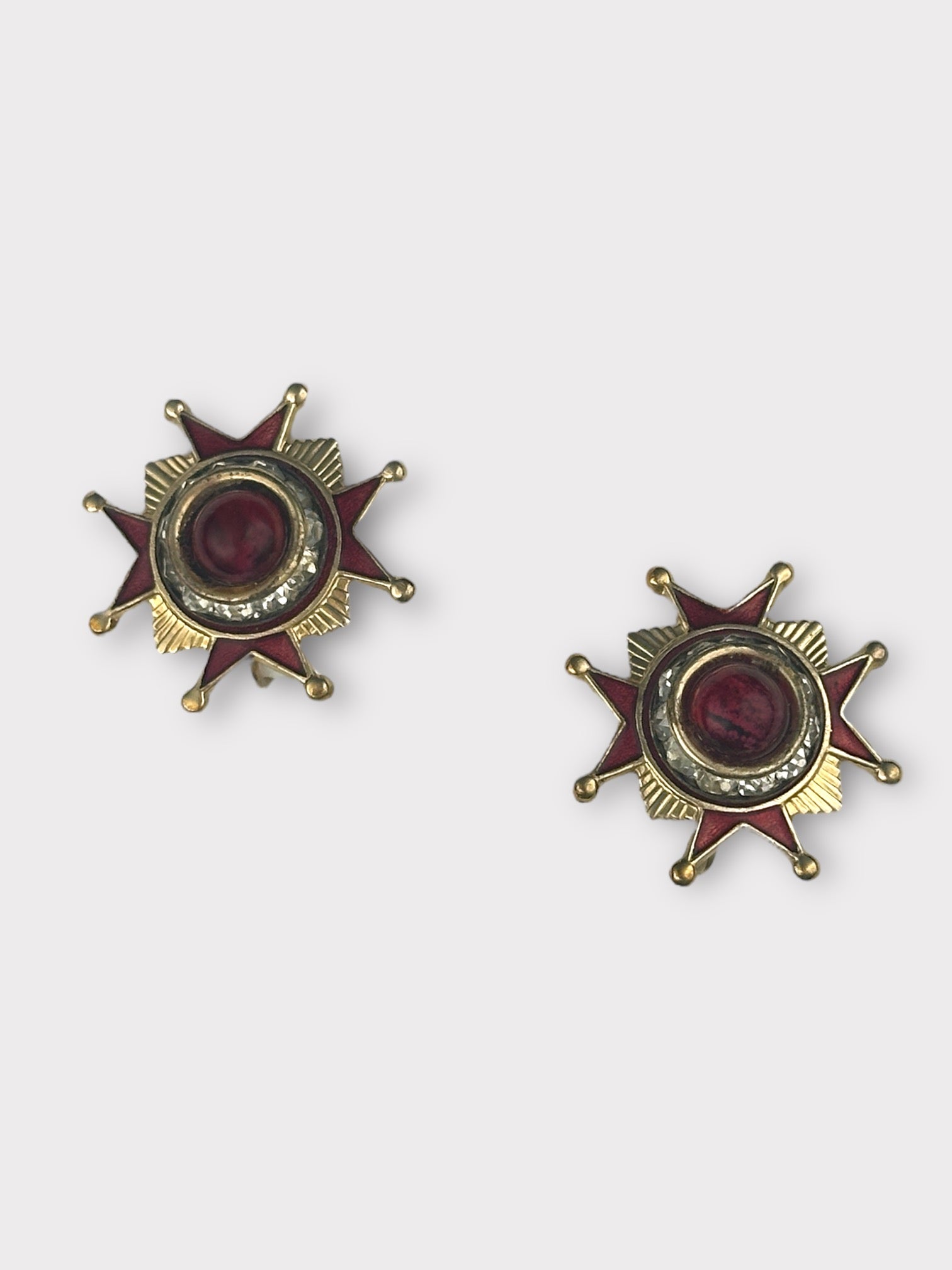 Accessocraft Red and Gold Clip Earrings