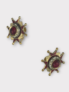 Accessocraft Red and Gold Clip Earrings