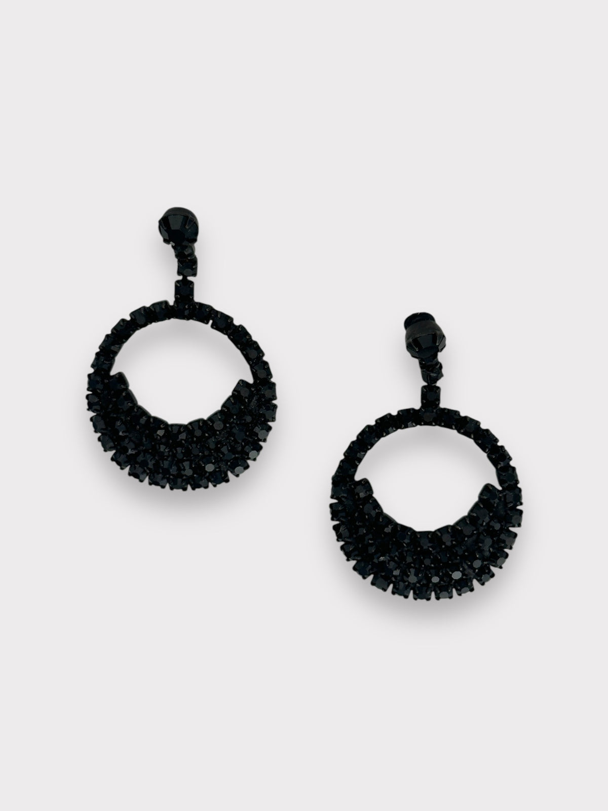 Coro Black Rhinestone Clip Earrings