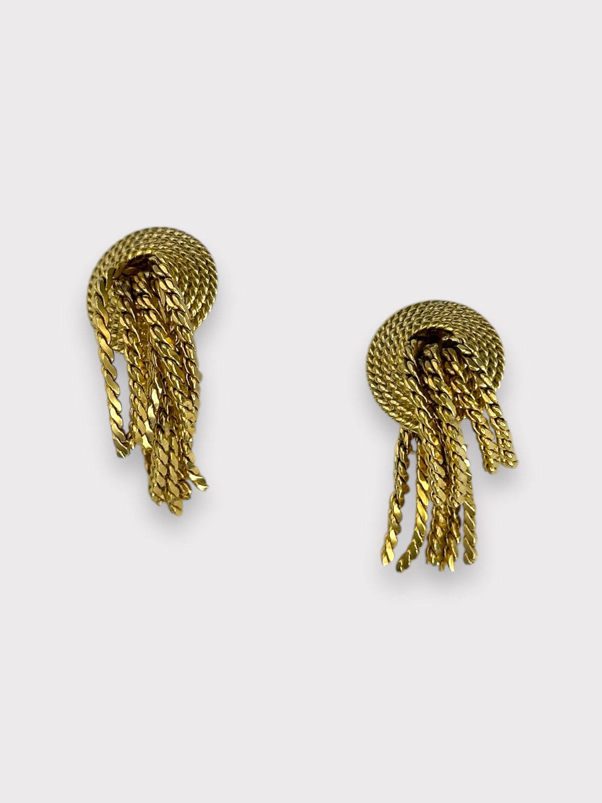 Napier Gold Double Tassel Clip Earrings