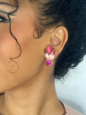 Juliana Pink Rhinestone and Metal Earrings