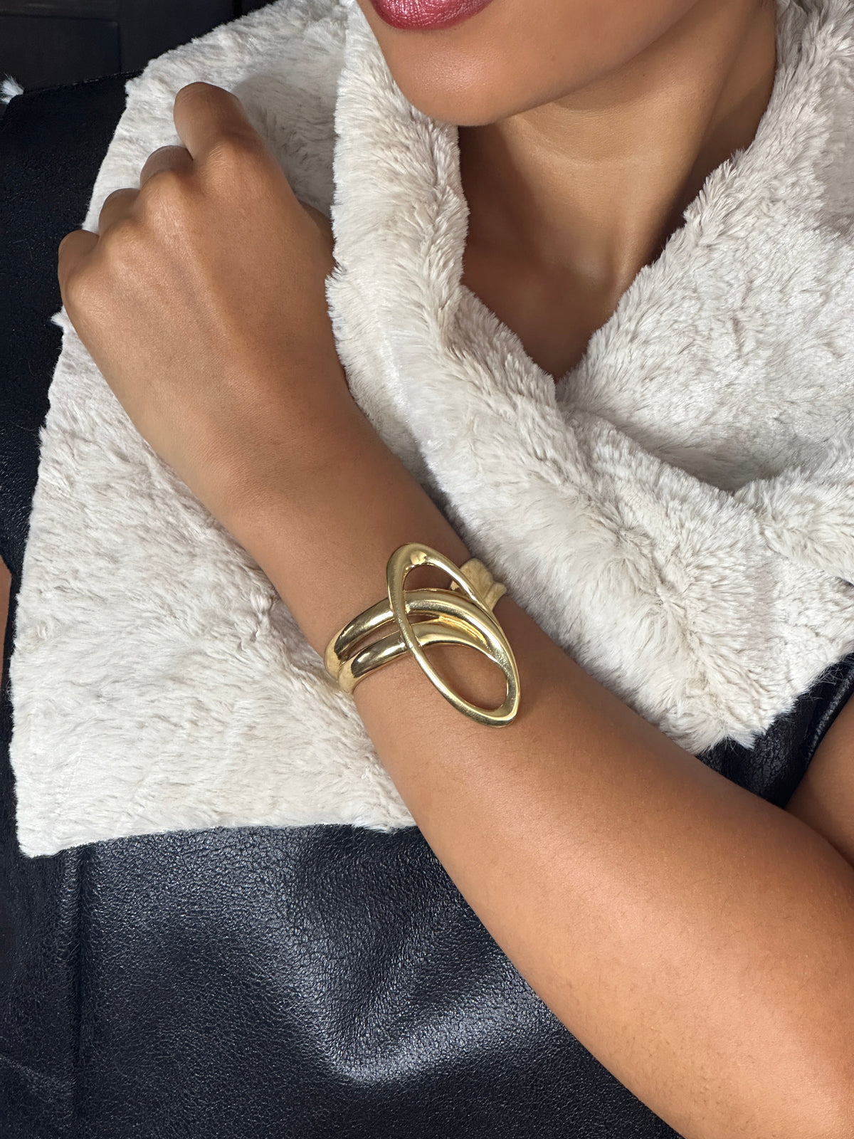 Trifari Gold Knot Clamper Bracelet