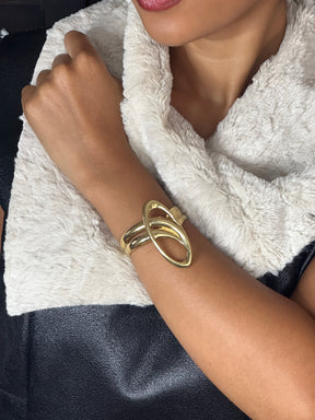 Trifari Gold Knot Clamper Bracelet