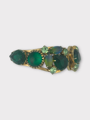 Unsigned Juliana Green Rhinestone Clamper Bracelet