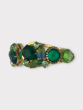 Unsigned Juliana Green Rhinestone Clamper Bracelet