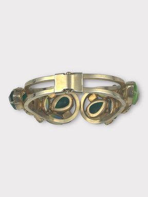 Unsigned Juliana Green Rhinestone Clamper Bracelet