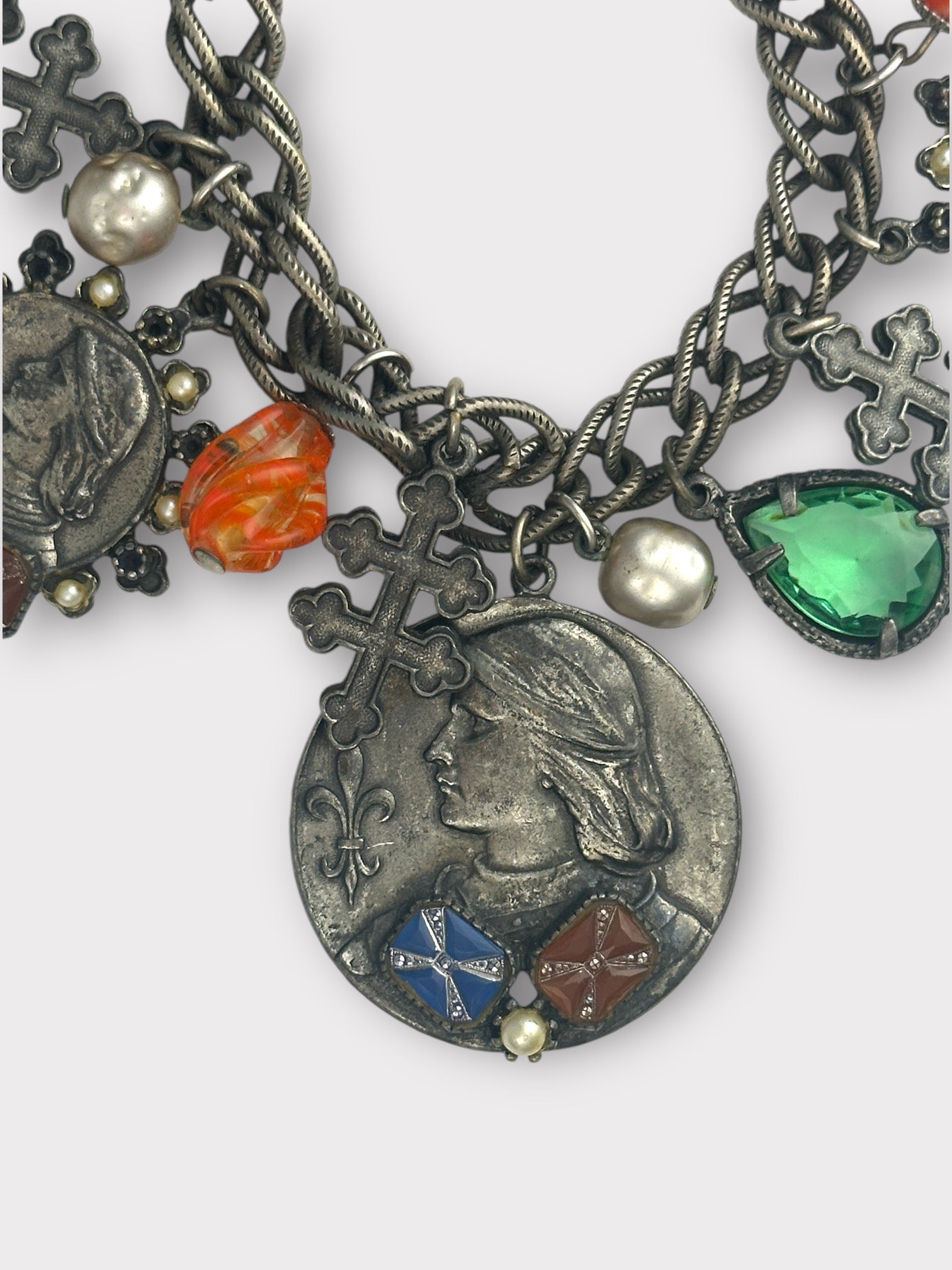 ART Blackened Silver Coin Charm Bracelet