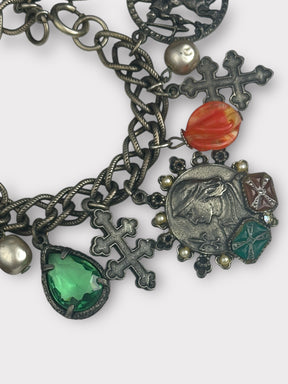 ART Blackened Silver Coin Charm Bracelet