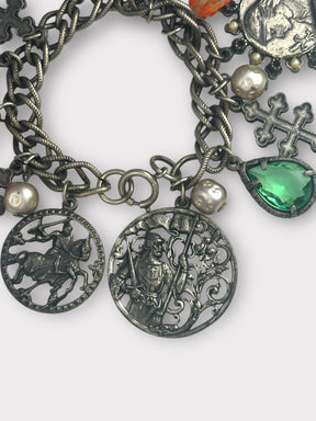 ART Blackened Silver Coin Charm Bracelet