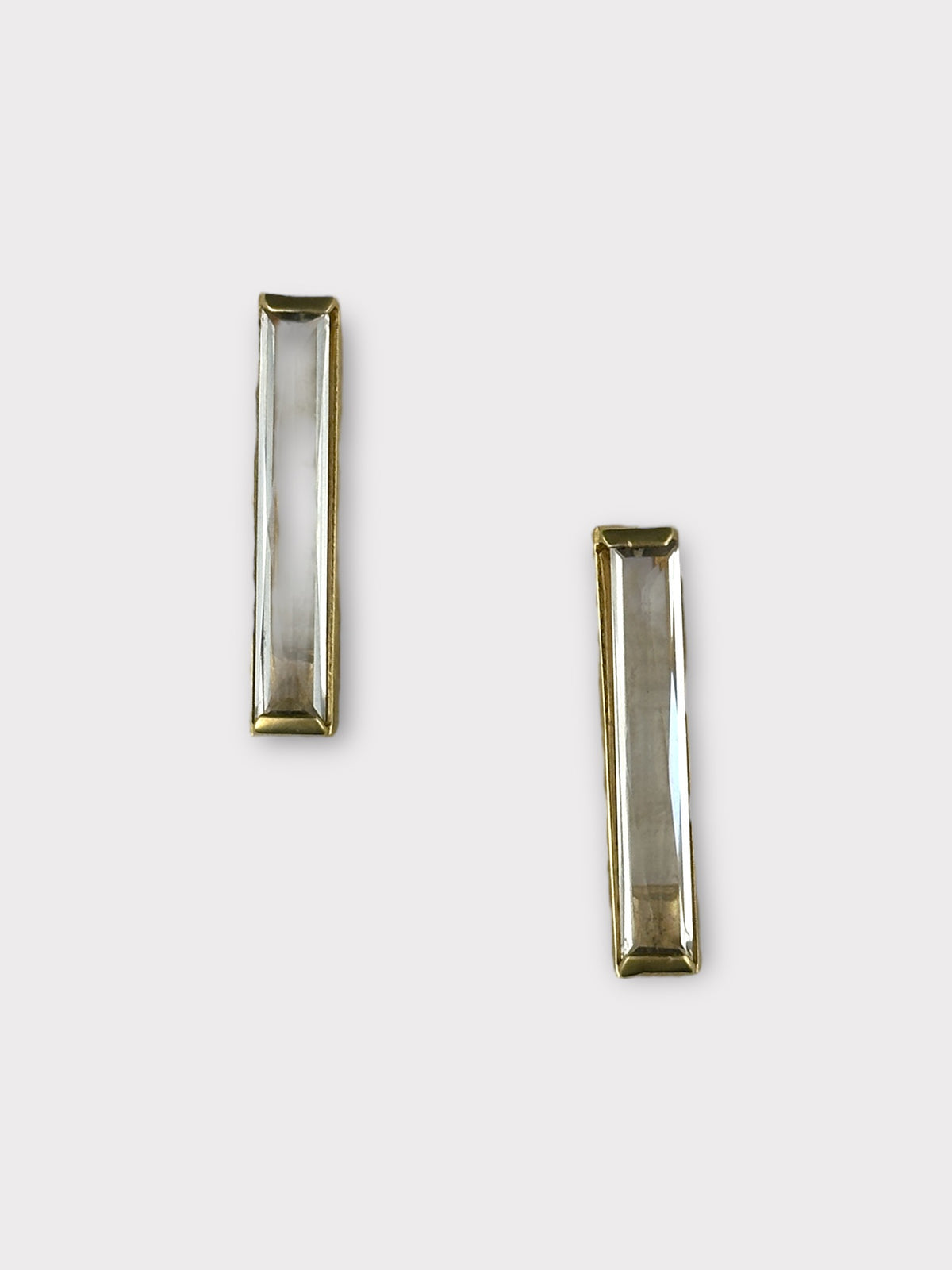 JOMAZ Clear Glass Rectangular Clip Earrings