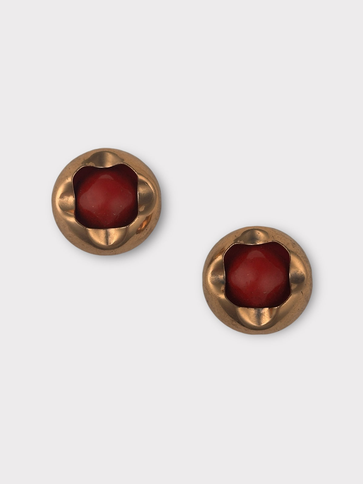 Matisse Round Copper and Red Ceramic Clip Earrings