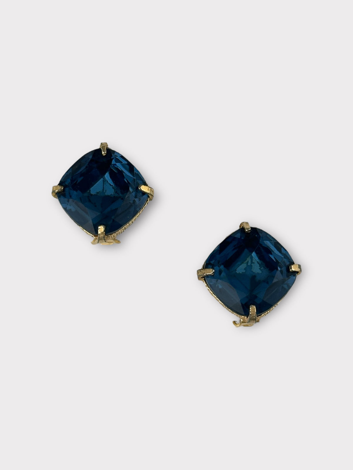 Hattie Carnegie Blue Rhinestone Clip Earrings
