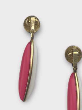 Trifari Pink and White Clip Earrings
