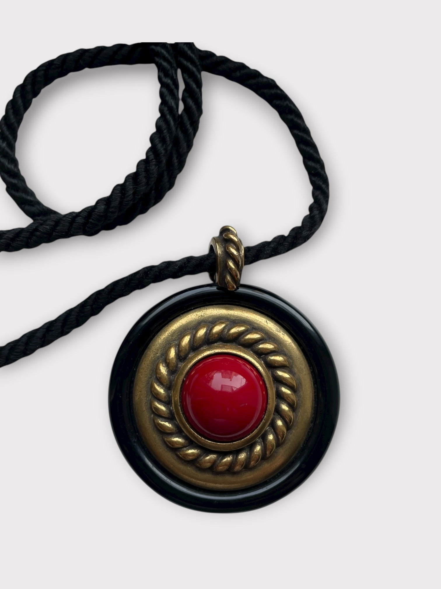 Yves Saint Laurent Resin And Black Cord Necklace