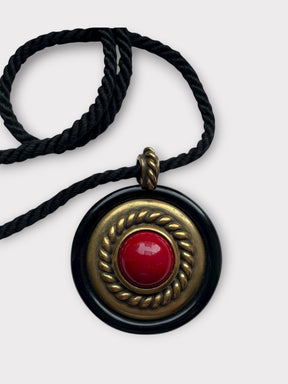 Yves Saint Laurent Resin And Black Cord Necklace