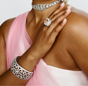 Kenneth Jay Lane Clear Rhinestone Clamper Bracelet